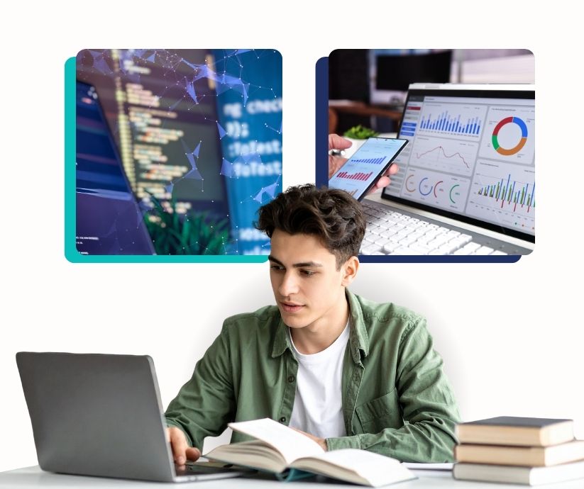 Hombre estudiando big data e inteligencia artificial